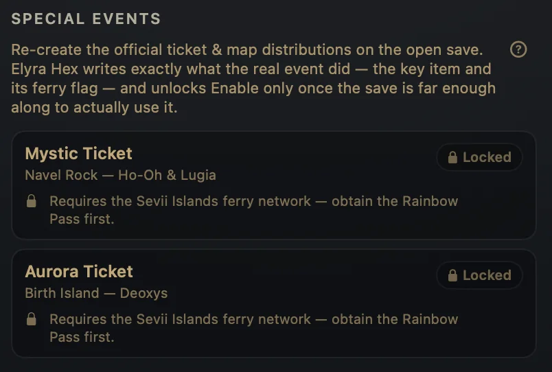 Elyra Hex — Special events